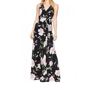 NWT Yumi Kim 100% silk wrap paradise black rush hour maxi dress S